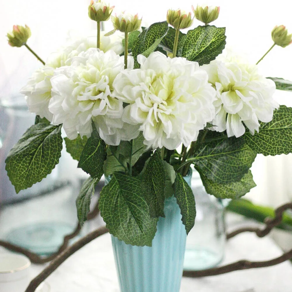 Искусственные цветы Dahlias 2 головки осень яркие настоящие на ощупь поддельные для