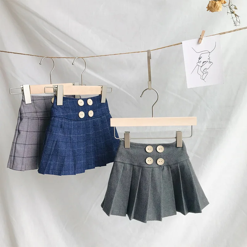 2018 Autumn Winter Baby Girls Skirts Girls Pleated Skirts Solid