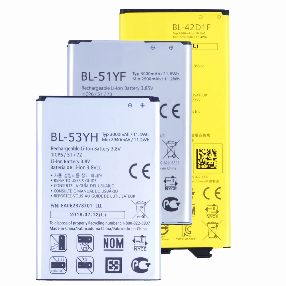 

1pcs Original Conenset BL-53YH BL-51YF BL-42D1F Battery For LG G3 G4 G5 Mobile phone battery Real High Capacity Bateria