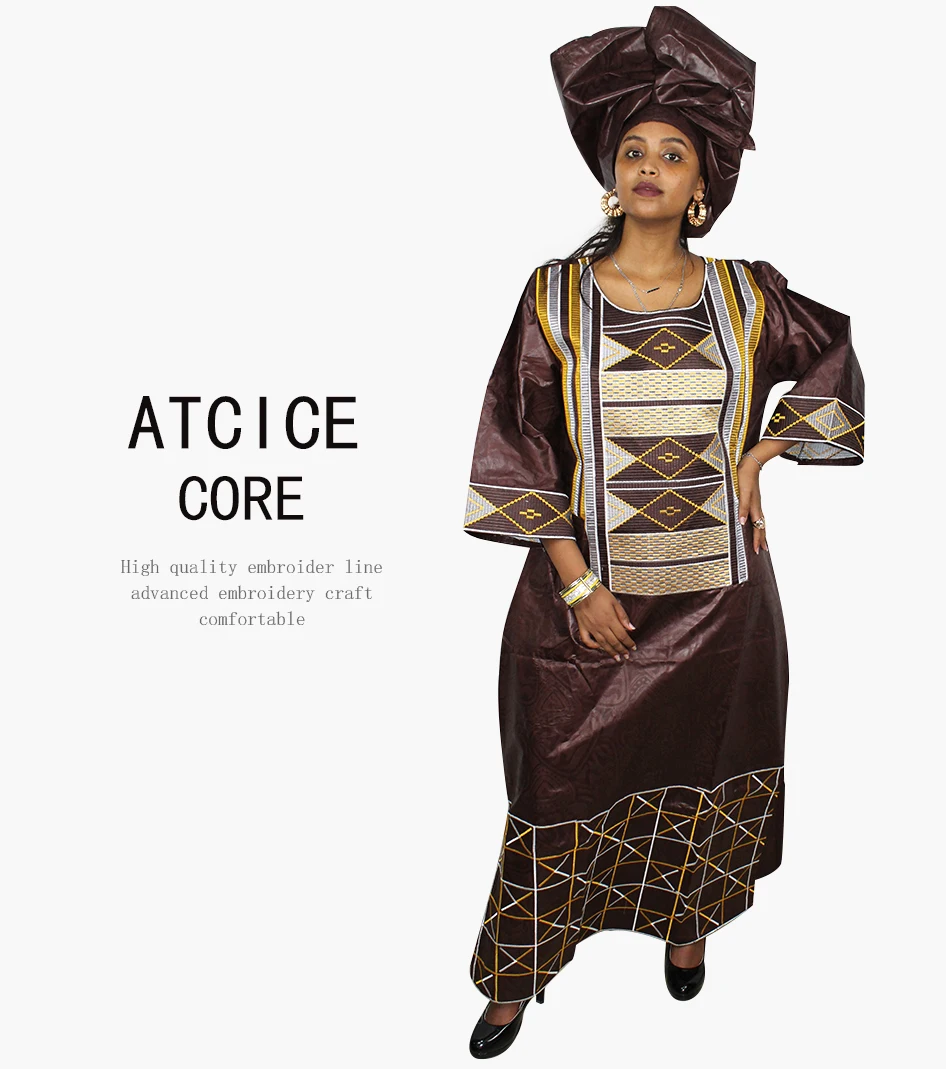 african outfits for ladies Free Shipping African Dresses For Women  Dashiki African Clothing New African Bazin Riche Embroidery Design Long Sleeve A061 african wear for ladies