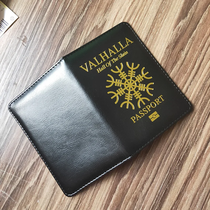 Valhalla Обложка для паспорта мифологическая история дорожный Кошелек Чехлы для паспорта из искусственной кожи черный чехол Защита для паспорта