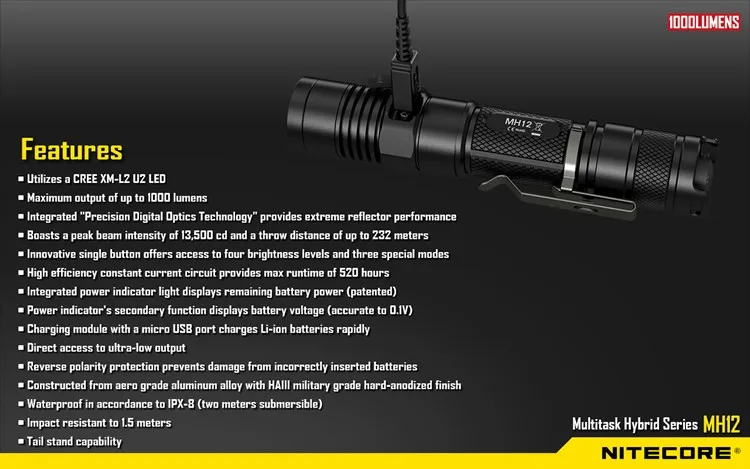 XM-L2 u2 led lanterna recarregável busca resgate