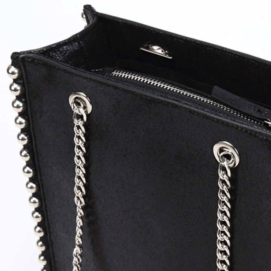 Bolso de mano Retro de gran capacidad para mujer, bolso de hombro con remaches de cadena de moda, bolso de cuero de Pu para mujer, bolso de Color sólido de Bolso de mano Retro de gran capacidad para mujer, bolso de hombro con remaches de cadena de moda, bolso de cuero de Pu para mujer, bolso de Color sólido de