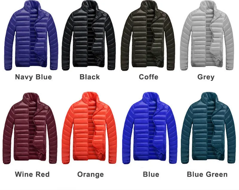 M~ 4XL, мужские зимние новые тонкие теплые пальто с воротником-стойкой, модные, 8 цветов, однотонные, универсальные, 90%, белые, утиные, мужские пальто