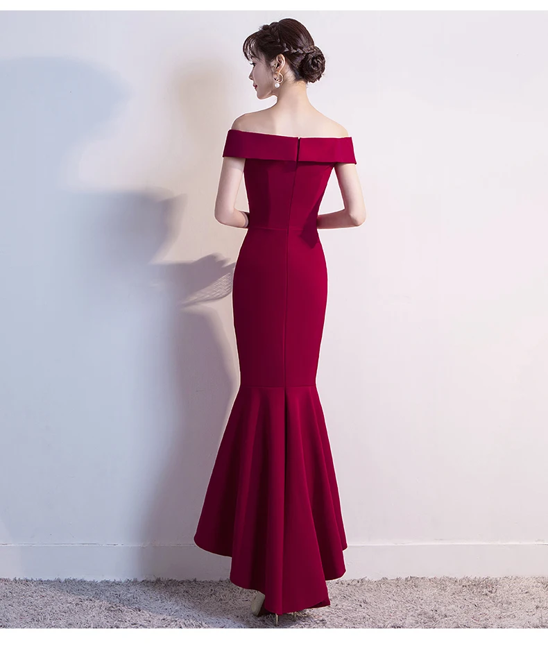  Dress Women Hot Sale Empire Vestidos Mujer Vestido  Festa And Summer Fishtail 2018 Slash-Neck Long Style Shoulder Sexy Party (10)