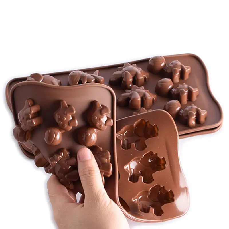 

12 even dinosaur silicone mold Chocolate silicone mold cake biscuit mold baking accessories flip sugar candy silicone DIY mold