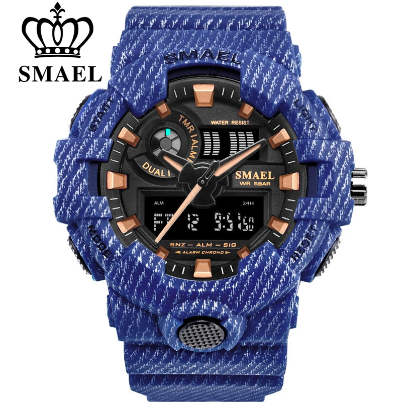 Beste SMAEL Merk Luxe Cowboy Sport Horloge Nieuwe Mannen Militaire Horloges Analoge Leger Digitale Writwatch 8001 Waterdichte Klok herenhorloge