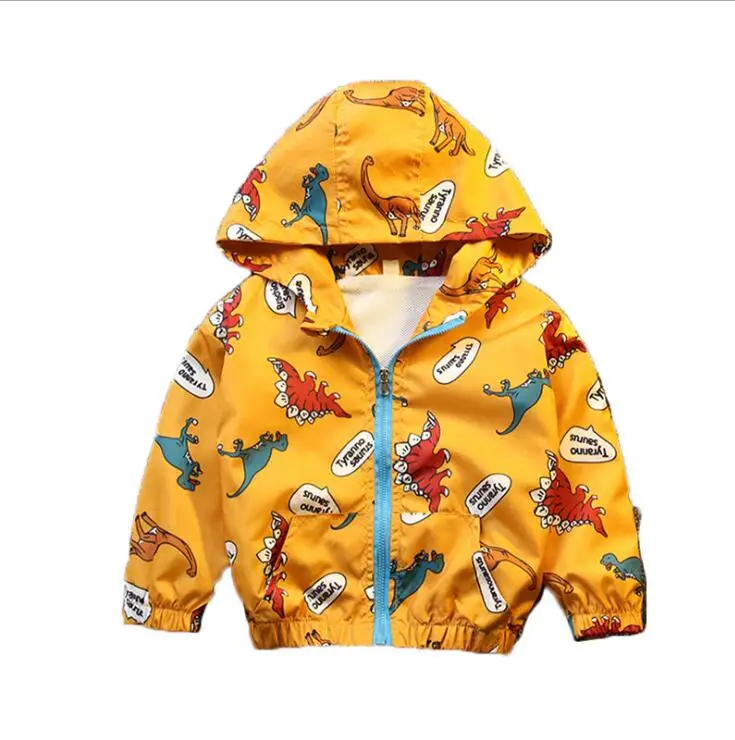 Лидер продаж, весеннее Детское пальто с милым динозавром Осенняя детская куртка Верхняя одежда для мальчиков, пальто ветровка для активных мальчиков, одежда для малышей