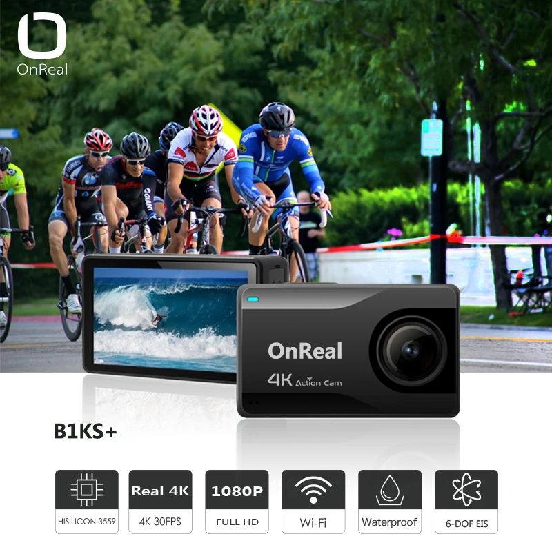Экшн камера ultra hd 4k OnReal B1KS + SONY IMX377 7P full wave объектив настоящая стабилизация экшн