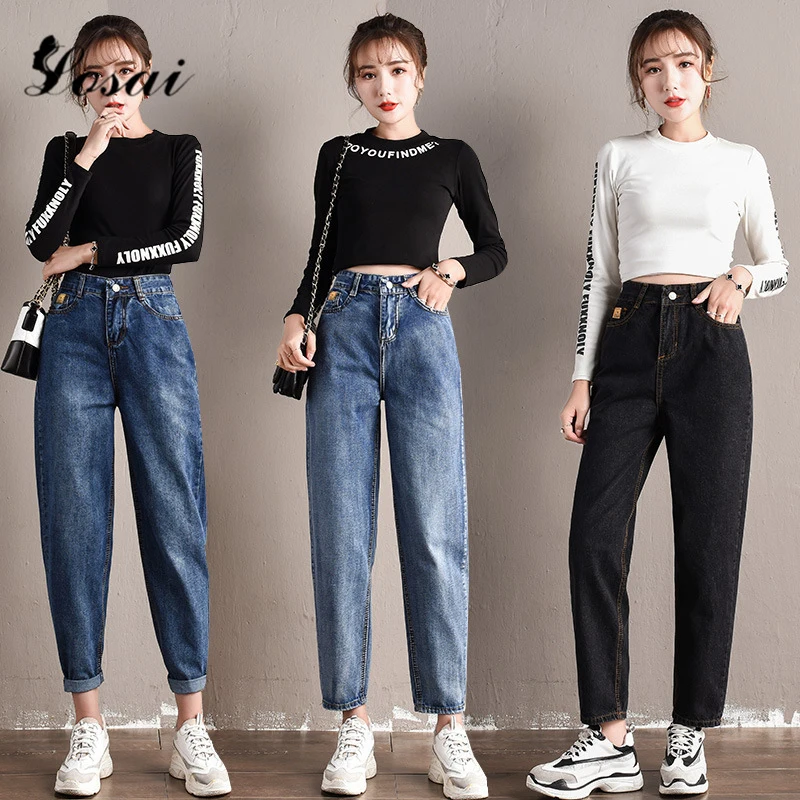Cena Dżinsy damskie dżinsy dla mamy spodnie damskie dżinsy typu boyfriend z wysokim stanem Push Up duże rozmiary damskie dżinsy czarne spodnie jeansowe Harem