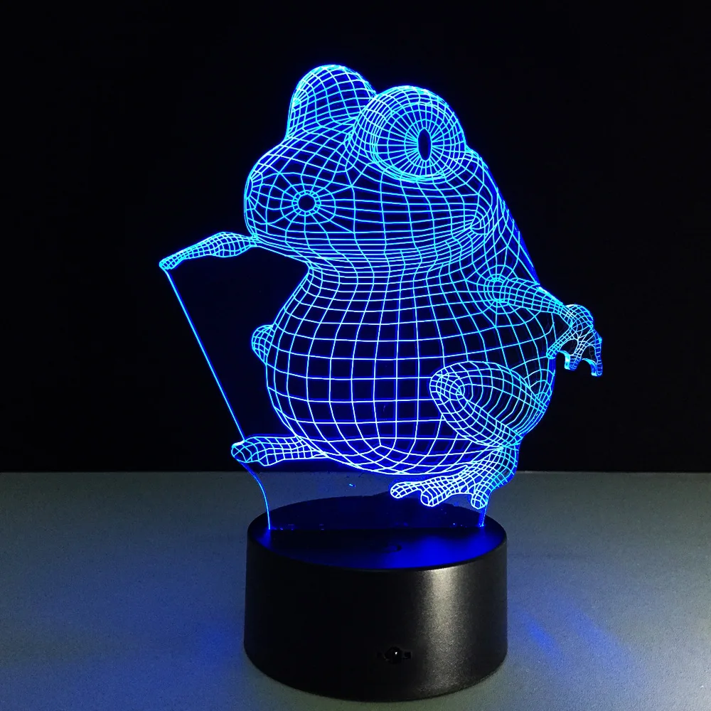 

3D Visual Night Lamp Battery Powered Nightlights Frog Shape Touch Switch LED Baby Sleeping Room Bedside Luminaria Deco Lights