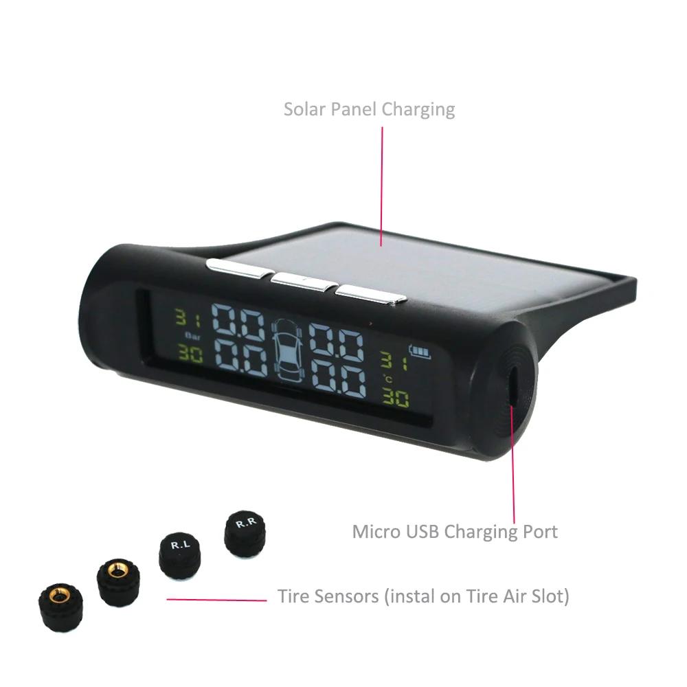 SATONIC TPMS Солнечная система сигнализации давления в шинах внутренние/внешние датчики STST01