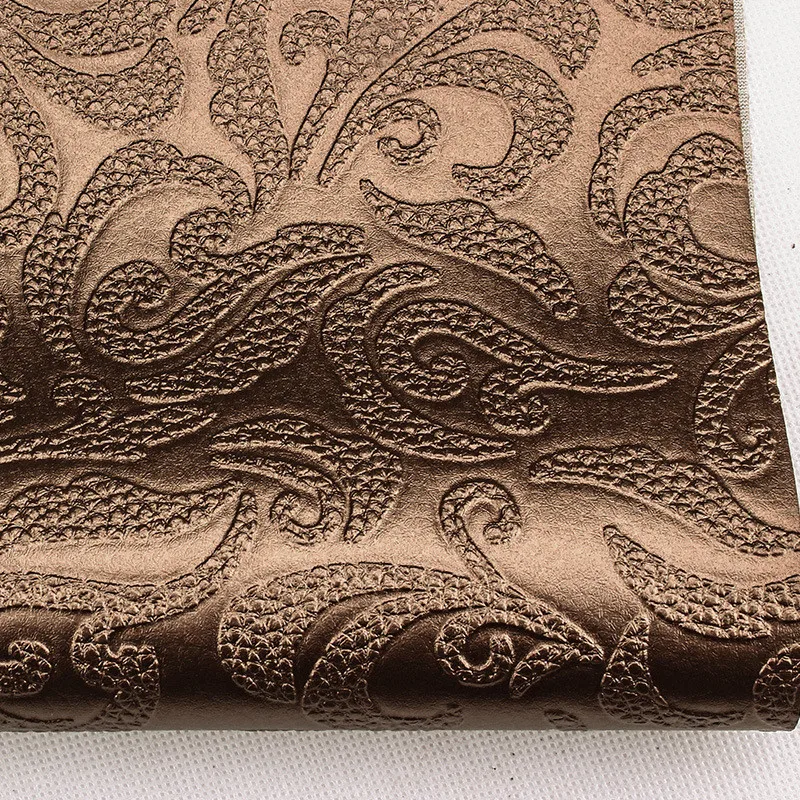 Lychee Life A4 Embossed Stripe Printed Faux Leather Fabric Floral Synthetic Leather DIY Sewing Material for Handbags - Цвет: 8