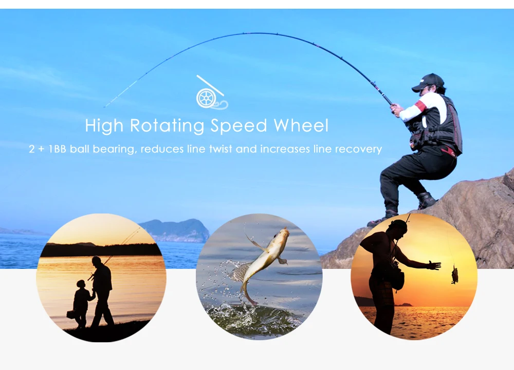 LIE YU WANG 2 + 1BB Aluminum Alloy Fly Fish Reel Wheel for Ice Flying Raft Fishing