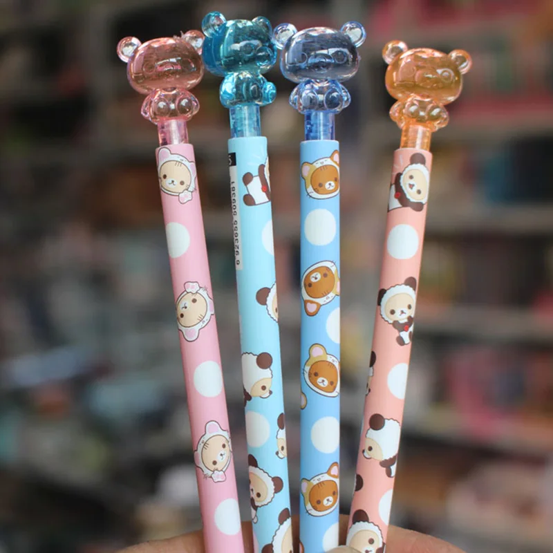 

4 pcs/lot Cute Kawaii Cartoon Crystal Bear Mechanical Automatic Pencils For Kids Korean Stationery Student 2146