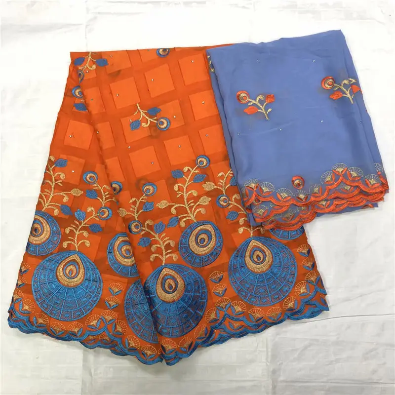 

TL!Dubai Swiss Voile 5 Yards Cotton+2 Yards Chiffon Lace Fabric 2019 African Swiss Voile Lace In Switzerland Good Lace ! L30983