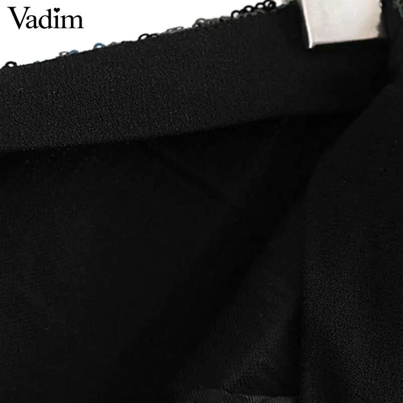 Vadim для женщин chic блестками клетчатый мини юбка faldas mujer плед Блестящий молния