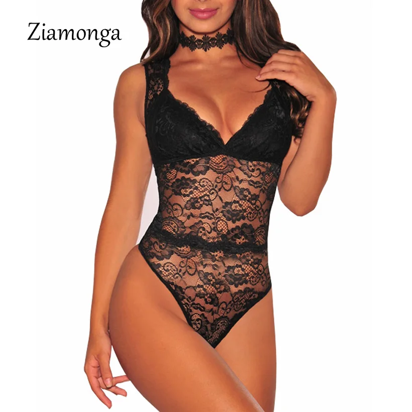 Black Ziamonga, глубокий v-образный вырез, Кружевное боди, Женское боди, Dentelle, черное, белое, кружевное, сексуальное боди, Macacao Feminino, боди, Mujer, кружевной комбинезон - Цвет: Black