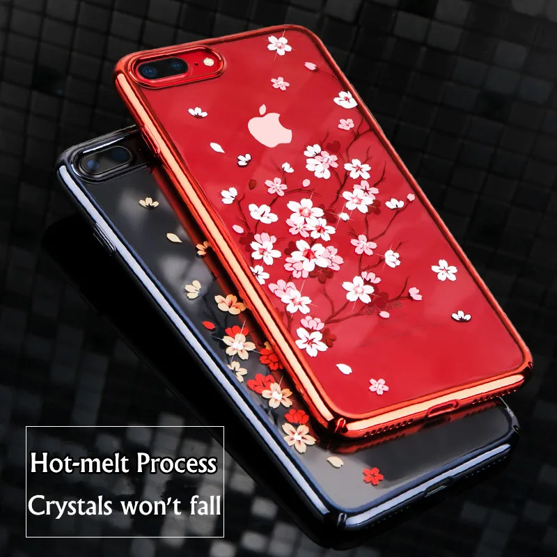 KINGXBAR чехол для iPhone 8 7 Plus X Чехол Элитный бренд крышка цветок горный хрусталь алмаз