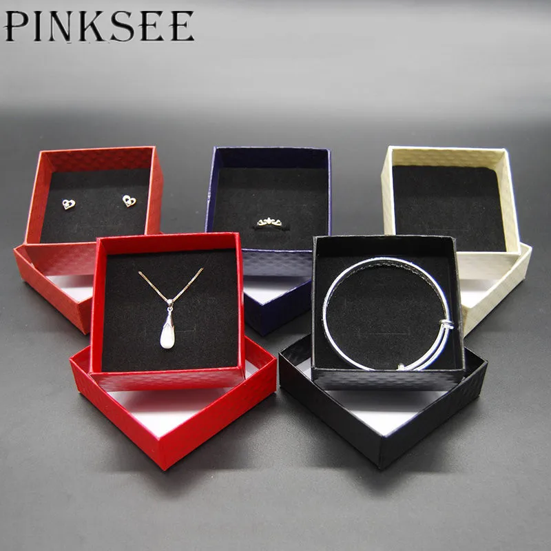 PINKSEE 1Pc Cardboard Jewelry Display Box Earrings Ring Necklace 