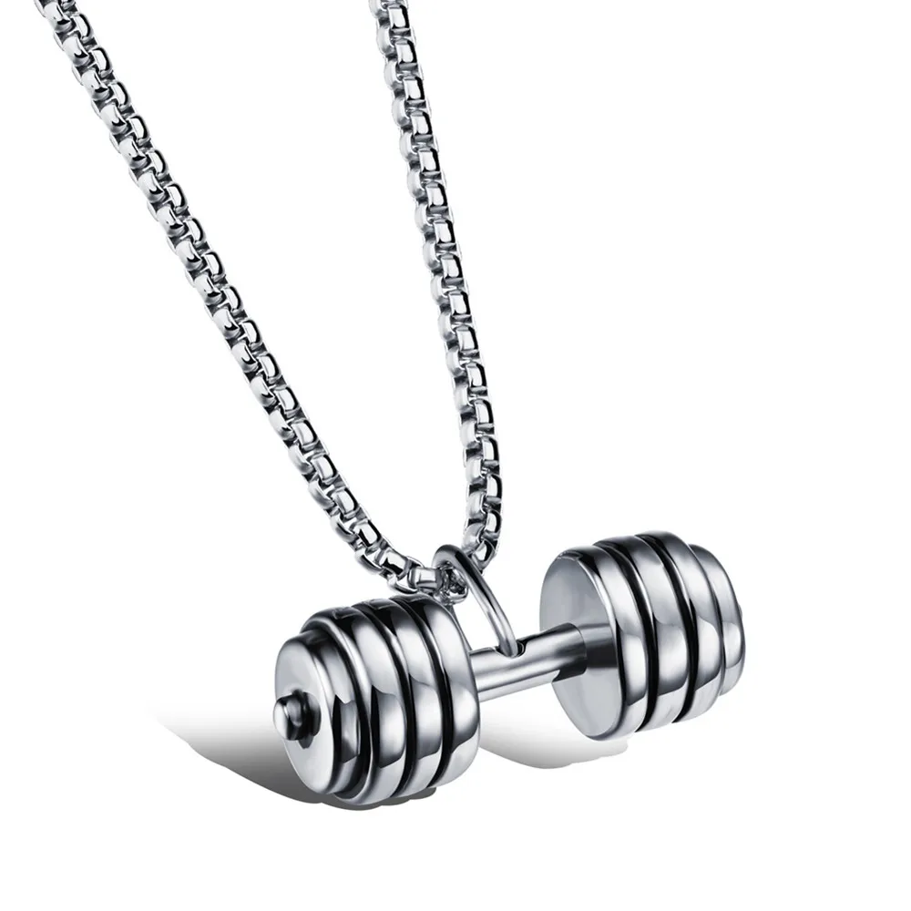 Buy Fashion Dumbbell Gym Necklace Stainless Steel