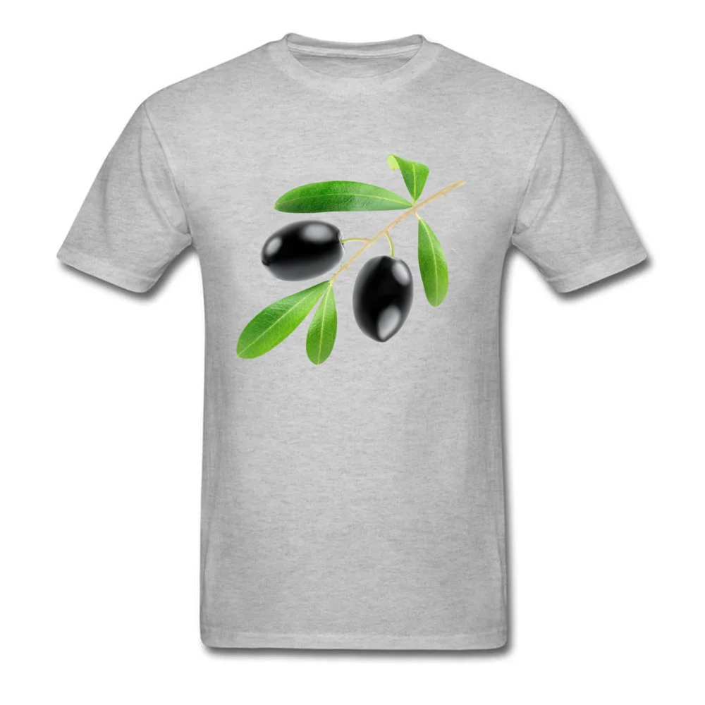 Cotton Men Short Sleeve Branch with black olives T Shirt Normal Tops Shirt Retro Family O-Neck Sweatshirts Drop Shipping Branch with black olives grey