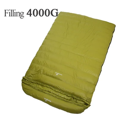 WINGACE заполнить 4000 г гусиный пух спальный мешок зимний отдых Открытый конверт взрослых двойные спальные мешки снаряжение для походов, скалолазания - Цвет: green fill 4000G
