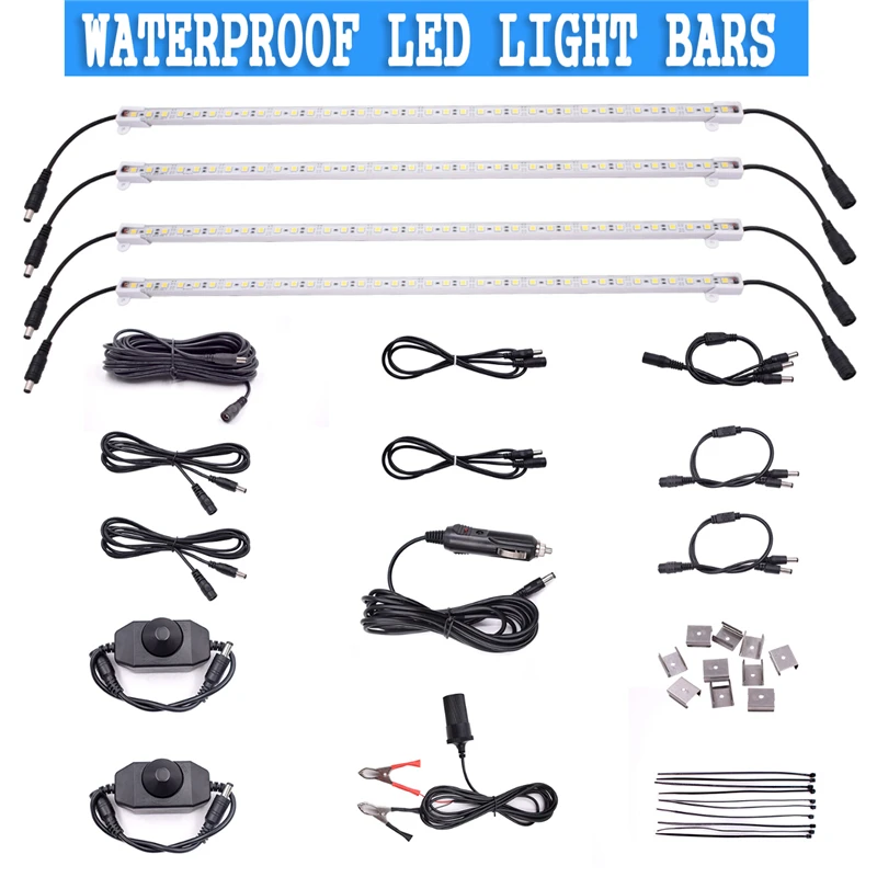 

4pcs 12V Rigid Light Bar Waterproof LED Strip Connector Combo Kit Outdoor/Indoor
