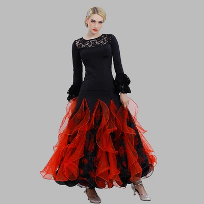 Бальная юбка для женщин Бальные платья для Фламенко юбка бального танца, женские платья Сакура, вальс, румбы, одежда, костюмы для танцев - Цвет: top and skirt 2