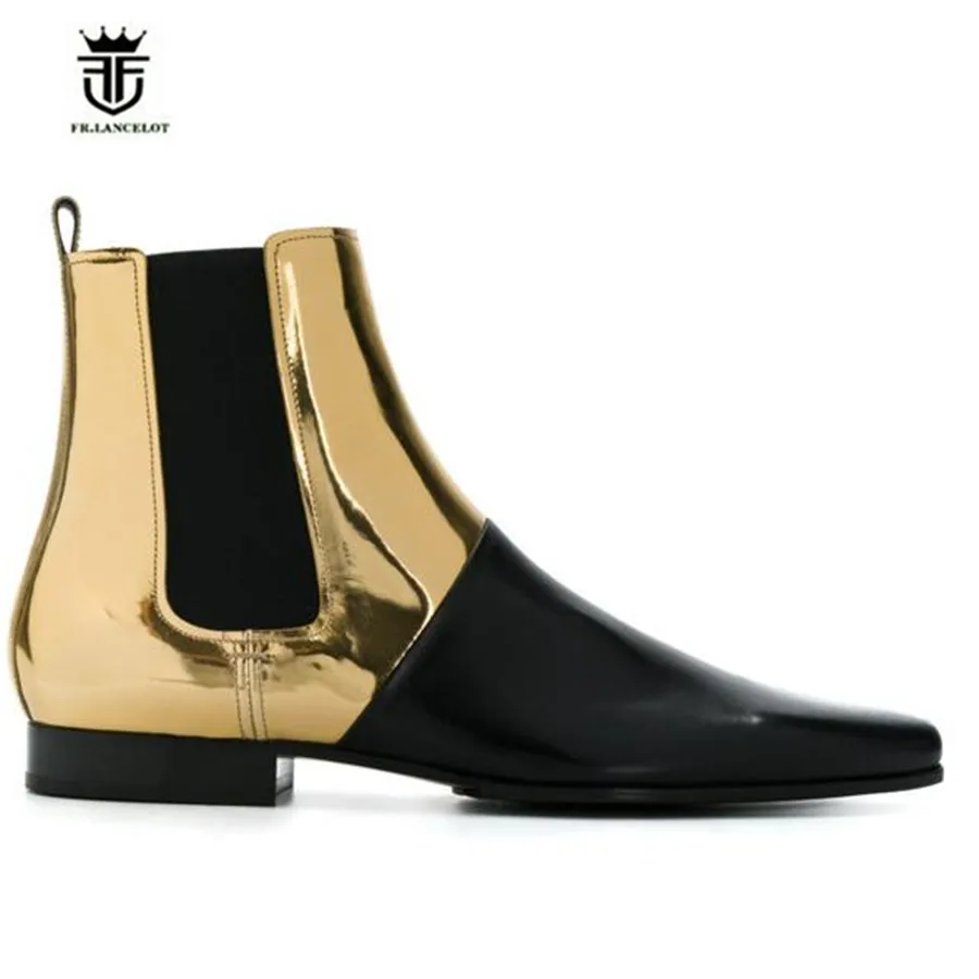 High End Luxury Handmade Pointed Toe Genuine Leather Patchwork Slim Fit