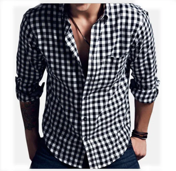 New Arrival Autumn Men's Plaid Shirt Men Shirts Long Sleeve Classical