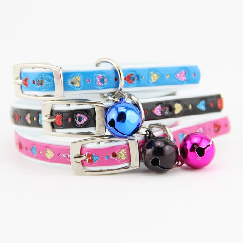 New Love Bell Leather Pet Collar Safety Adjustable Pet Supplies Collars