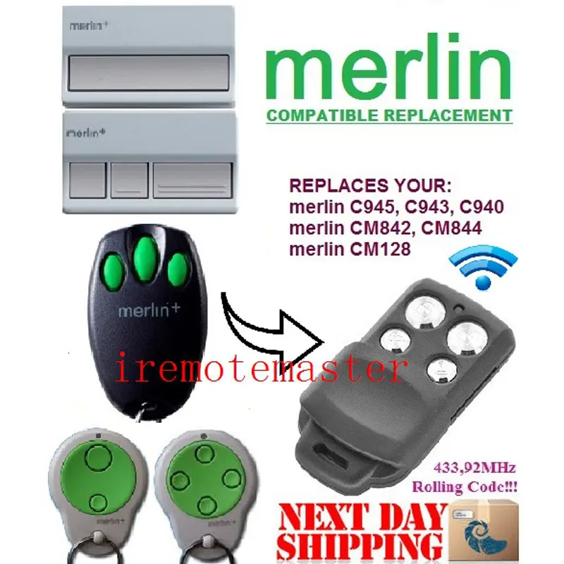

Wholesale 100 pcs Merlin+ Merlin C945 CM128 Compatible Garage/Gate Door Opener Hand Remote Control