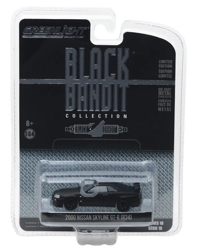 GL 1: 64 BLACK BANDIT 18 2000 Nissan Skyline GT-R модель автомобиля литья под давлением металлические игрушки подарок на день рождения для детей