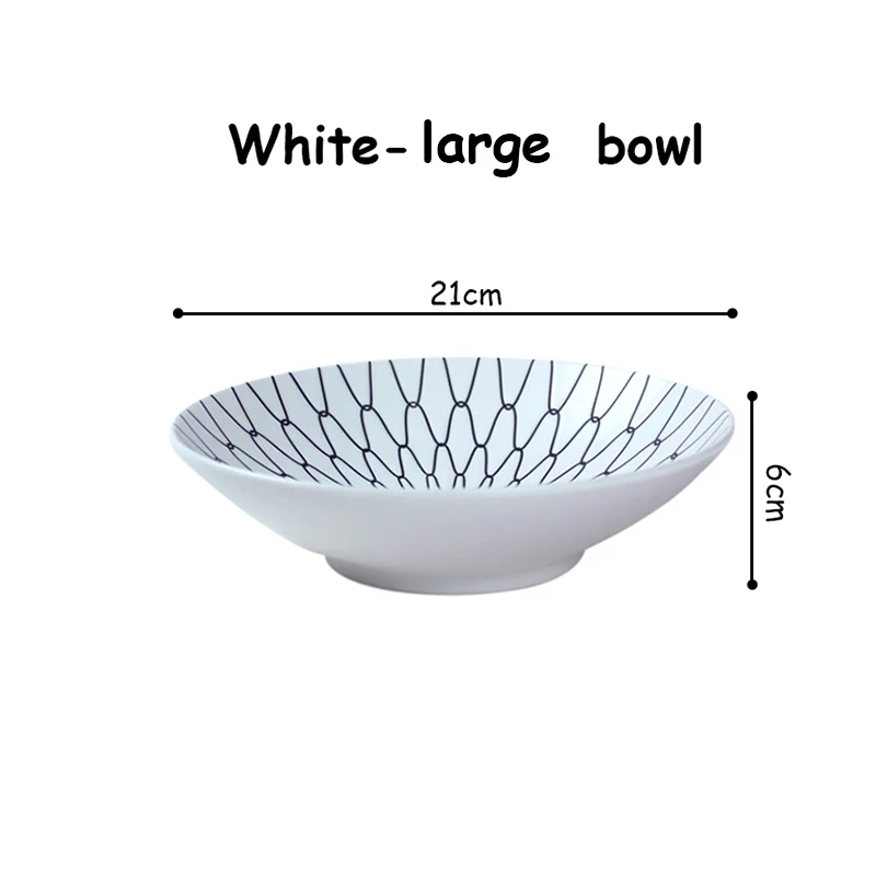 Простая плоская тарелка, миска для супа, набор керамической посуды с принтом, поднос для еды, десертные блюда, паста, салвер, контейнер для еды, набор посуды - Цвет: W-L-B