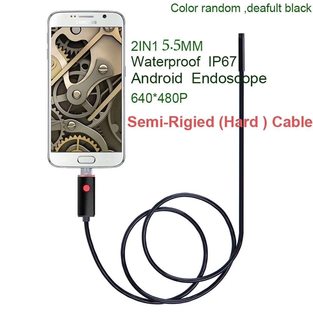 5,5 мм USB кабель Водонепроницаемый 6LED андроид эндоскоп 1 м 2 м 5 м 10 м эндоскоп камера - Цвет: 5.5mm  hard cable