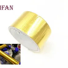 Золотую Термальность лента забора воздуха тепла изоляционный экран Обёрточная бумага отражающая теплопроводная барьер самоклеющиеся двигателя 2 дюйма