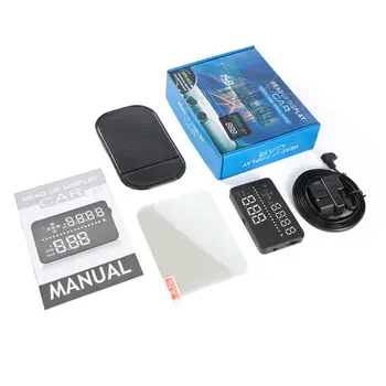 

Universal 3.5" Car A3 Hud Head Up Display with OBD2 OverSpeed Warning Plug & Play Vehicle Speed Engine Speed Water Temperature