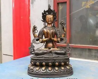 

Tibet Nepal Bronze Copper Four Arm Kwan-Yin Chenrezig Bodhisattva statue