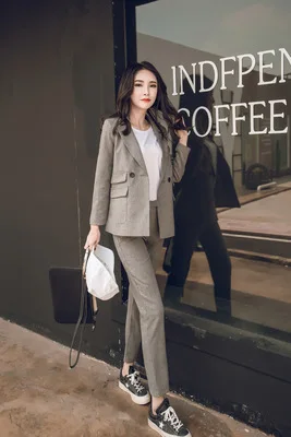Office work suit casual long-sleeved suit suit female Slim long sleeve suit jacket set Women's pants suit 2019 autumn new