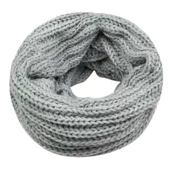 Новая Леди Вязание Круг клобук снуд теплый шарф шаль (серый)