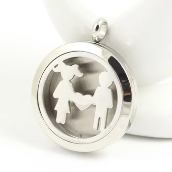 

Stainless Steel boy and girl lover Essential Oil Diffuser Perfume Locket Pendant Necklace