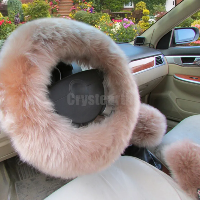 3pcs/set Universal 38cm Car Styling Steering Wheel Gear Shift Knob Handbrake Cover Winter Long Plush Warm Wool For BMW E46 E39 | Автомобили