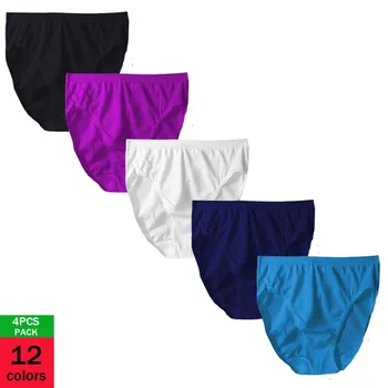 

4Pcs/pack Plus size Women's Micro-cotton High Cut Panties Ladies Elegant Sexy Briefs Cotton Underwear Charming Lingerie Comfort