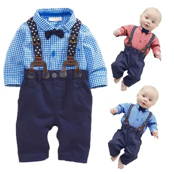 

Spring Children Clothes Baby Boy Clothing Set Hot Sale Gentleman Newborn Baby Clothes Bib Suit For Birthday Party Roupas Bebe