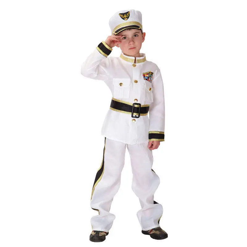 Дети Адмирал флота костюм детские Хэллоуин нарядное платье Deluxe офицер костюм для мальчиков disfrazs
