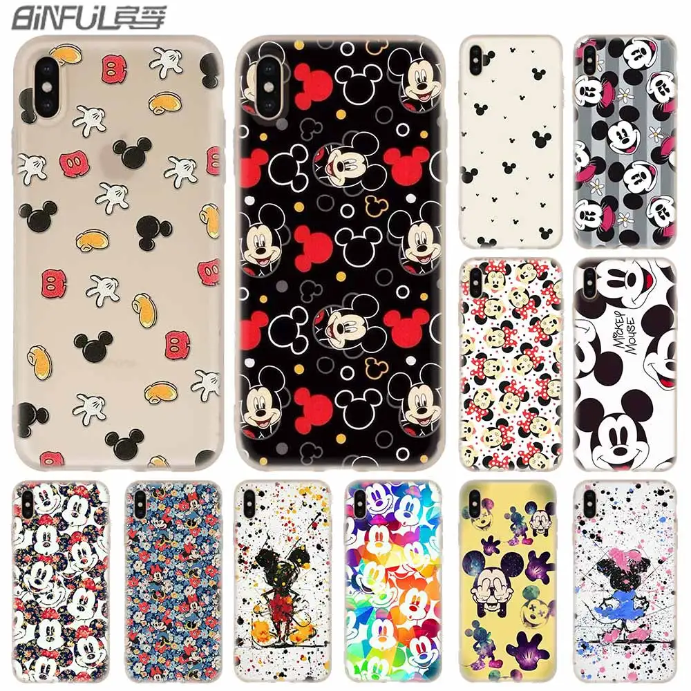 

Cases Silicone soft Cover for iPhone 11 Pro X XS Max XR 6 6S 7 8 Plus 5 4S SE Lovely Mickey