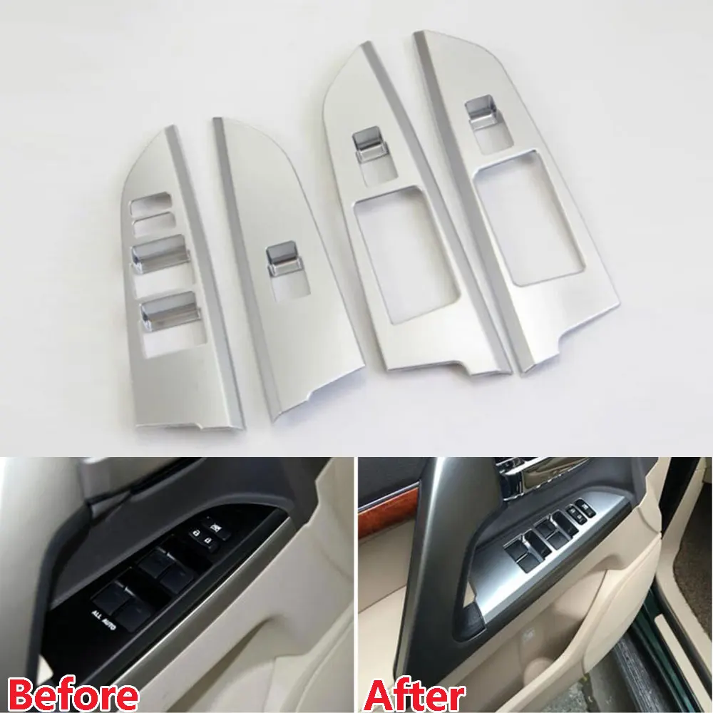 

Car Accessories ABS Interior Door Window Lfit Switch Control Cover Trim Decal For Toyota Land Cruiser LC200 2008-15 Car Styling