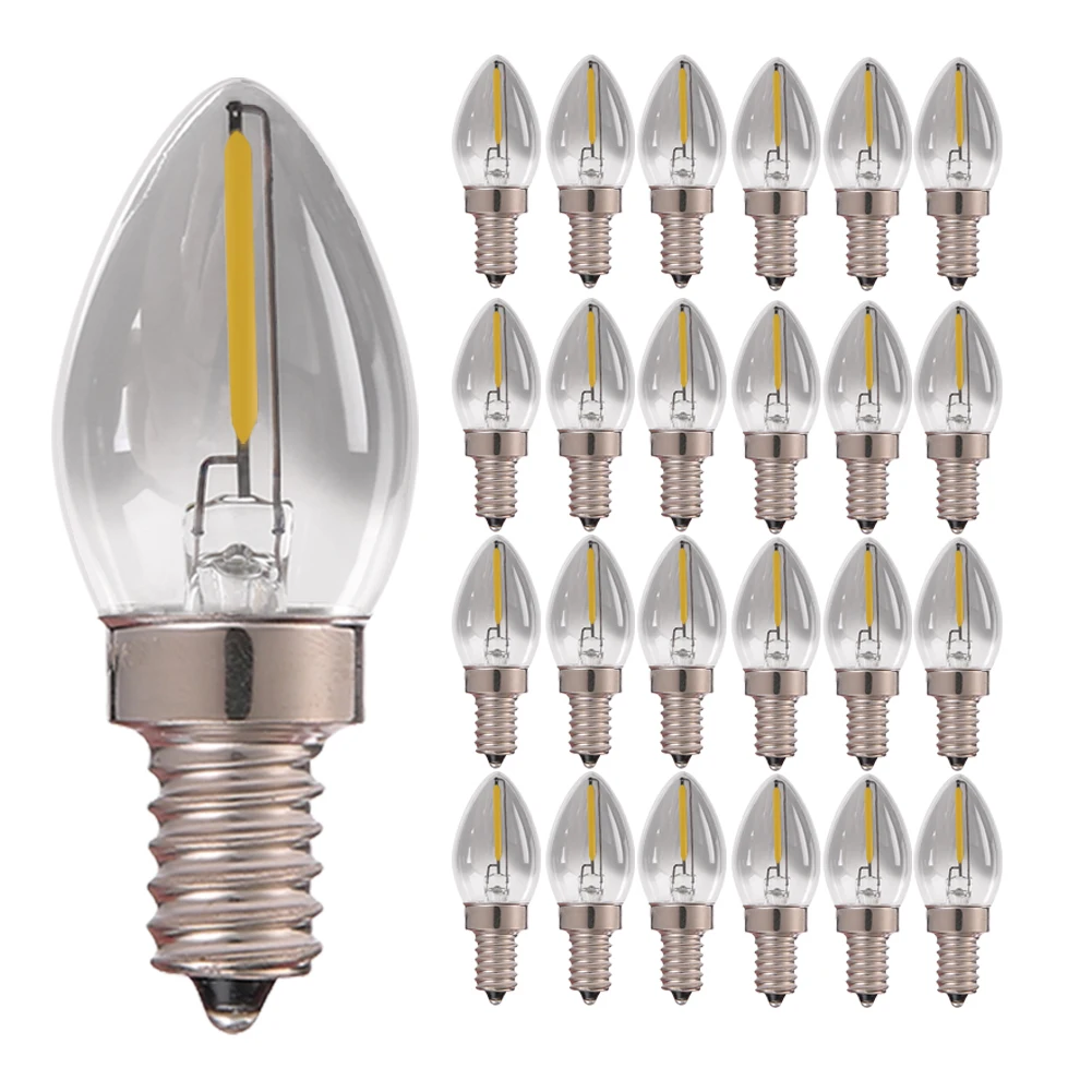 Дымчатое стекло лампы E14 светодиодный лампы в форме свечи лампы C7 0,5 Вт(8 W, лампы накаливания) Диммируемый дневной свет 4000 K лампа накаливания лампа-канделябр 25 шт, 50 шт в наборе - Испускаемый цвет: 25 Pack