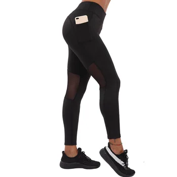 

NORMOV Fashion Women Fitness Leggings High Waist Solid Hollow Breathable Workout Leggings Casual Patchwork Polyester Leggings